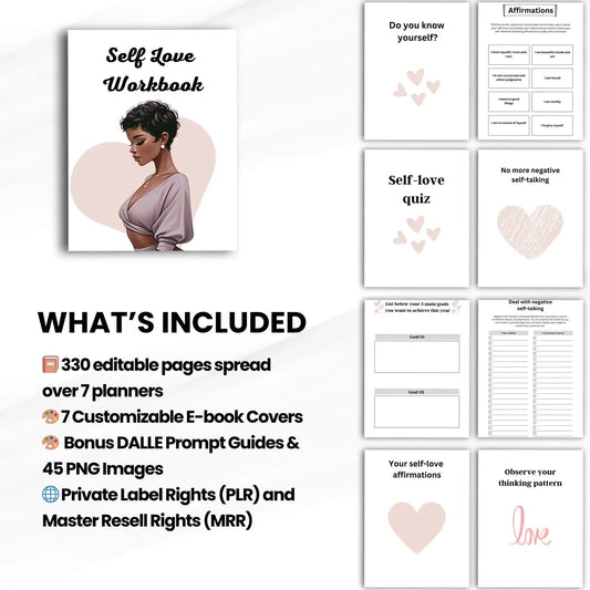 330 Pages Self-Care Planner Bundle (with Resell Rights)